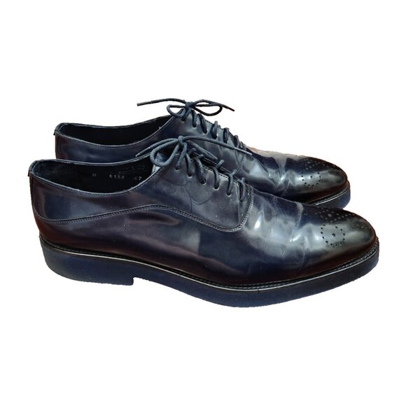 Jared Lang Men’s Wingtip Brogue Oxfords Blue Leather Dress Shoes Size 13US/EU 47 - Picture 5 of 14